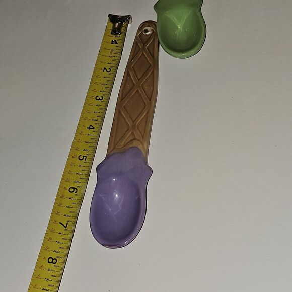 Waffle Cone Ice Cream Bowls with Spoons Pair Marked B&B Ceramic Fancy - Picture 8 of 8